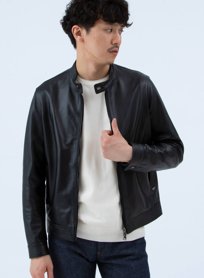 エンメティ〉の別注ラムスキンシングルライダースジャケット | BEAMSの