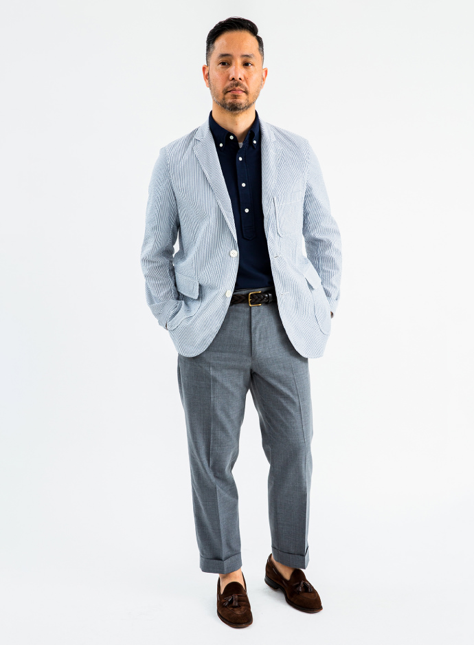 BEAMS +/シアサッカー 3B ジャケット BEAMS PLUS（ビームスプラス）の「BEAMS PLUS / シアサッカー ブラック