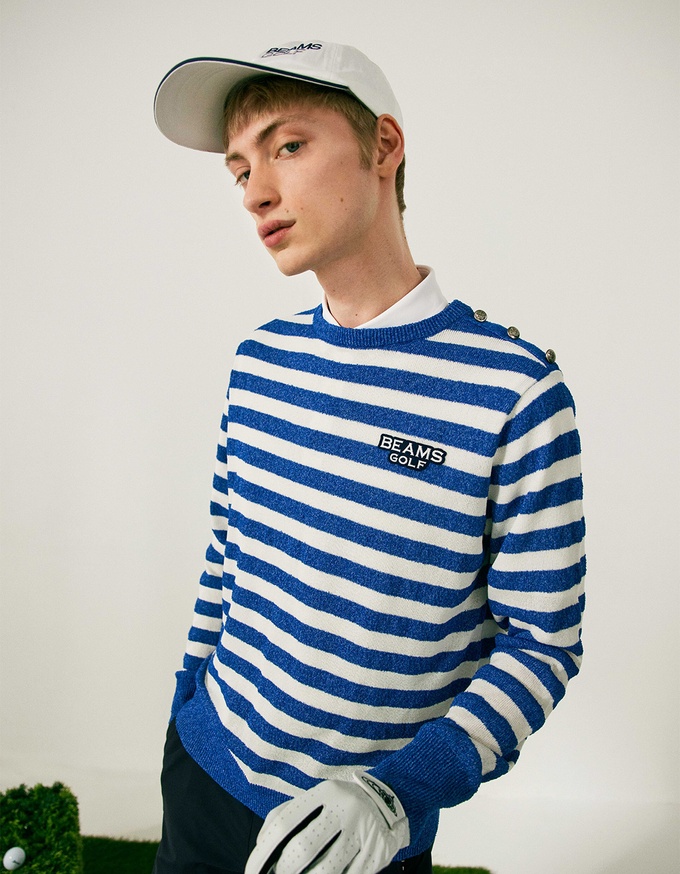 割引き BEAMS GOLF ドット柄ジャケット ニット 防寒 コーティング